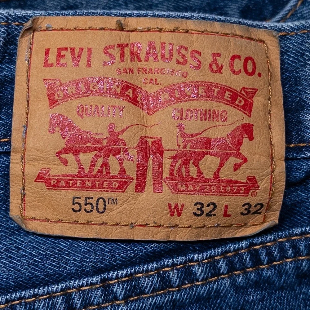 Levi's Mens 550 Relaxed Fit Jeans 32x32 Blue Denim Classic Straight Leg Hemmed